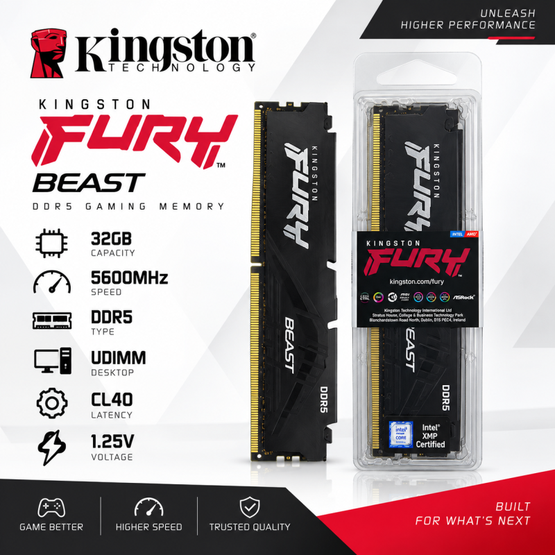 Kingston FURY Beast 32GB 6000MHz DDR5 Desktop Memory