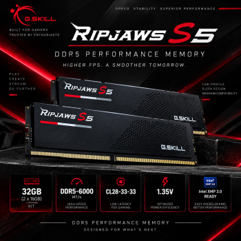 G.SKILL Ripjaws S5 64GB (2x32GB) DDR5 5600MHz CL28 Desktop RAM
