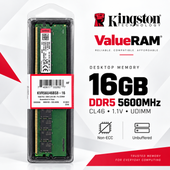 Kingston 16GB 5600MHz DDR5 CL46 UDIMM Desktop Memory KVR56U46BS8/16
