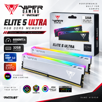 Patriot Viper Elite 5 Ultra RGB 32GB (2x16GB) DDR5 6000MHz Desktop RAM