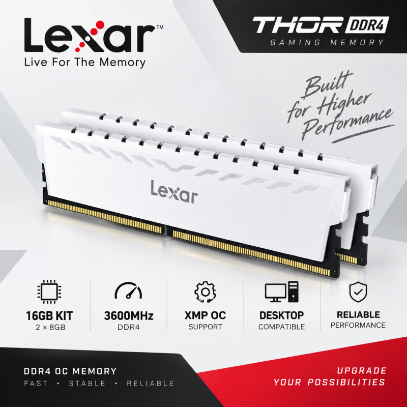 Lexar 16GB (2x8GB) 3600MHz XMP OC DDR4 1.2V Desktop Memory CL-18
