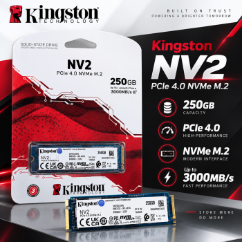 Kingston NV2 250GB PCIe 4.0 NVMe M.2 SSD 3000MB/s Internal Storage Kingston NV2 250GB PCIe 4.0 NVMe M.2 SSD 3000MB/s Internal Storage