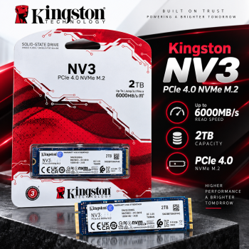 Kingston NV3 2TB PCIe 4.0 NVMe M.2 SSD 6000MB/s Internal Storage Kingston NV3 2TB PCIe 4.0 NVMe M.2 SSD 6000MB/s Internal Storage