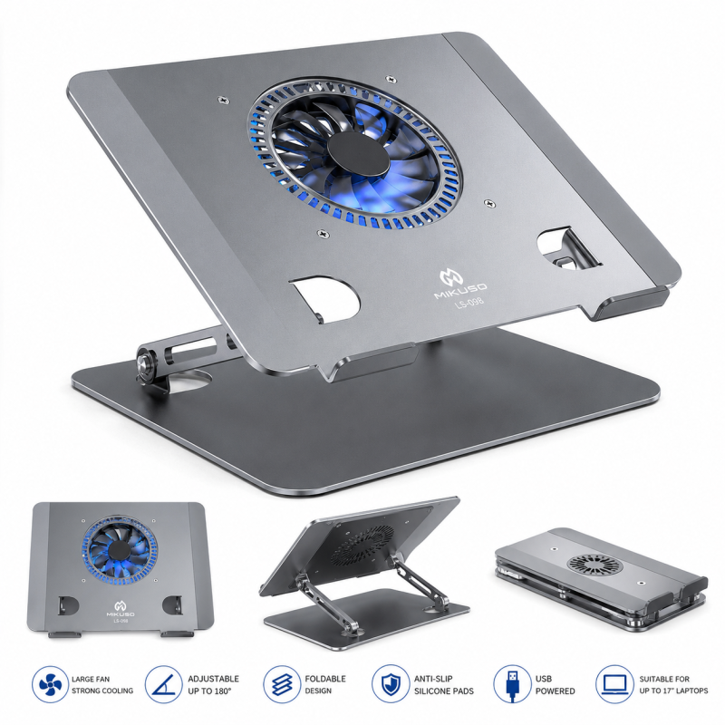 MIKUSO LS-098 Aluminum Laptop Cooling Pad with Adjustable Stand