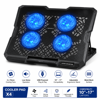 X4 Laptop Cooling Pad with 4 Silent Fans for 10"–17" Laptops