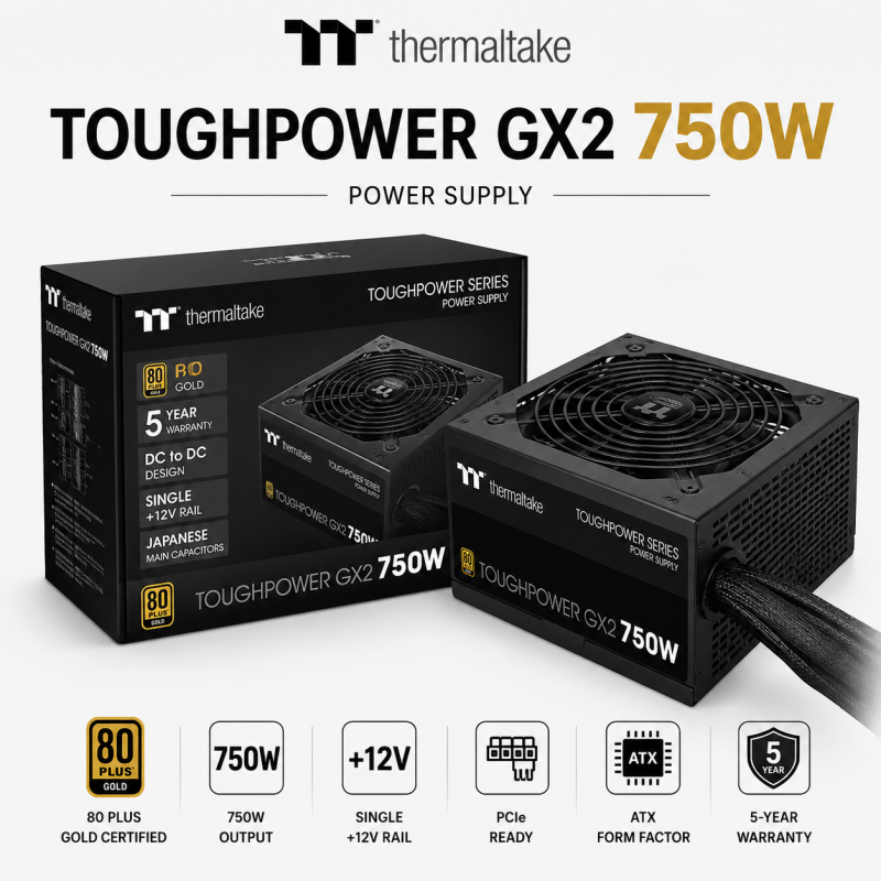 Thermaltake Toughpower GX2 750W 80 Plus Gold ATX Power Supply Thermaltake Toughpower GX2 750W 80 Plus Gold ATX Power Supply
