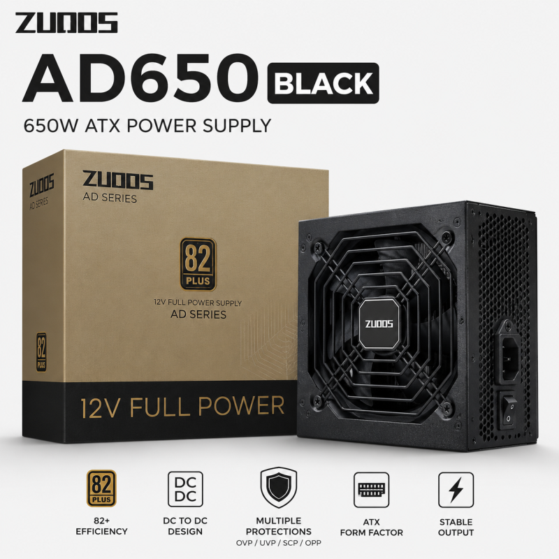 ZUOOS AD650 Black 650W ATX Power Supply ZUOOS AD650 Black 650W ATX Power Supply