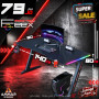 FEEX RGB Gaming Table 140x60cm Black Carbon Fiber Gaming Desk with RGB Lights, Headphone Holder & Cup Holder
