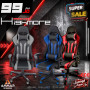 Hishmore Ergonomic Gaming Chair Racing Style PU Leather Gaming Chair with Lumbar & Neck Support – Black/Gray, Black/Blue, Black/Red