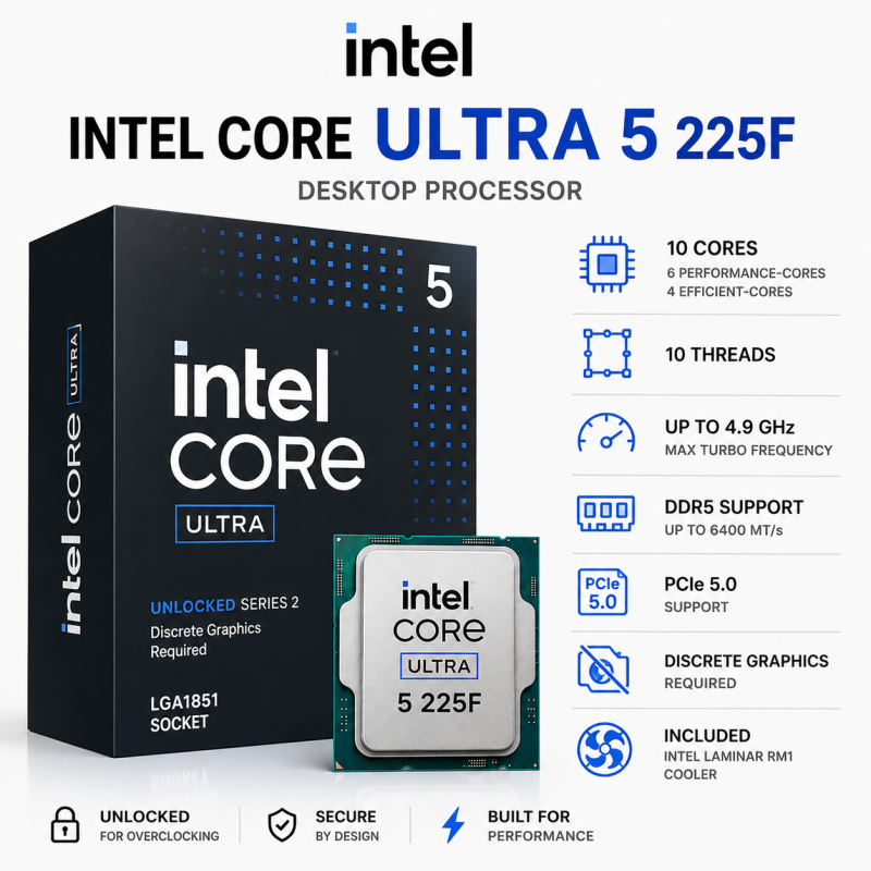 Intel Core Ultra 5 225F Desktop Processor