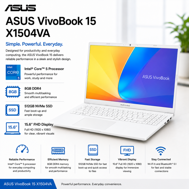 Laptop ASUS VivoBook 15 X1504VA Intel® Core™ 7 8GB DDR4 512GB NVMe SSD 15.6" FHD