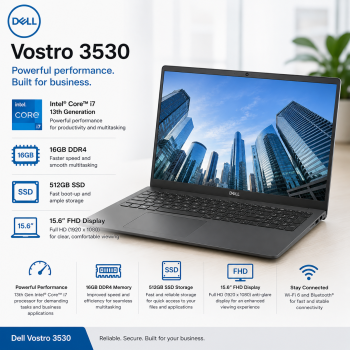 dell vostro 3530 core i7 13th generation LAPTOP 16GB-DDR4 512gb ssd
