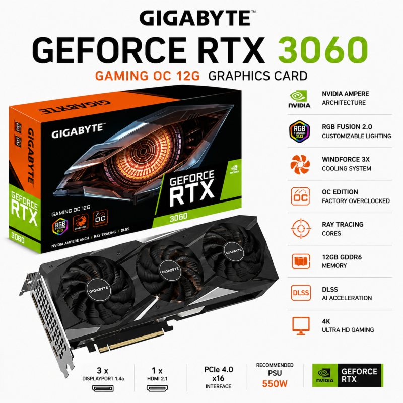 Gigabyte GeForce RTX 3060 Gaming OC 12G Graphics Card