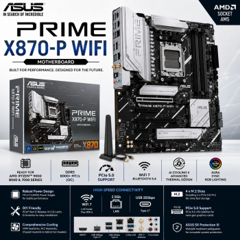 ASUS PRIME X870-P WIFI AMD AM5 ATX Motherboard ASUS PRIME X870-P WIFI AMD AM5 ATX Motherboard