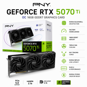PNY GeForce RTX 5070 Ti OC 16GB GDDR7 Graphics Card
